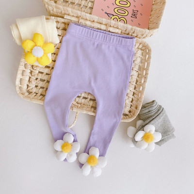 Παντελόνι για κορίτσια με τρισδιάστατη διακόσμηση σε σχήμα λουλουδιού