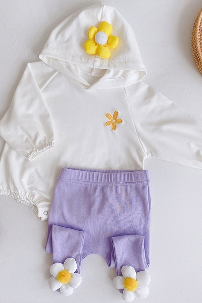 Παντελόνι για κορίτσια με τρισδιάστατη διακόσμηση σε σχήμα λουλουδιού