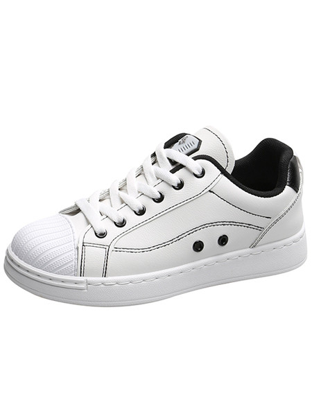 Kunstnahast valged naiste tossud lameda tallaga