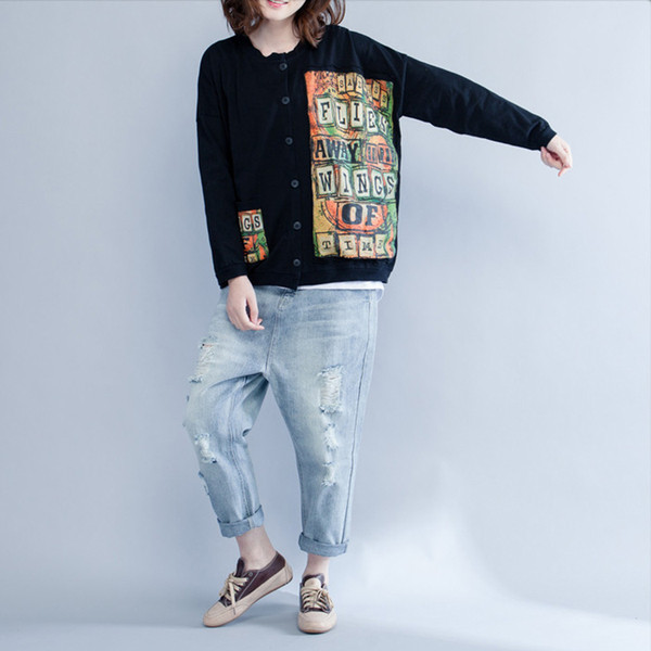 Naiste vabaaja jakk aplikatsiooni ja nööpidega