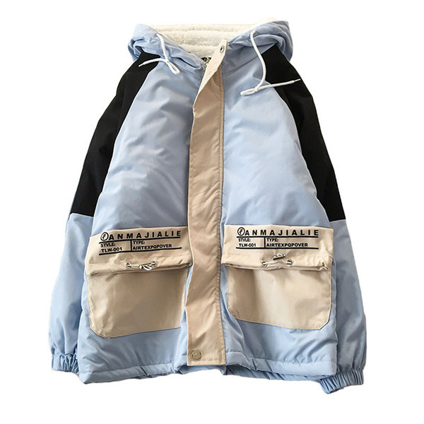 Új modell őszi-téli kabát zsebekkel és kapucnival