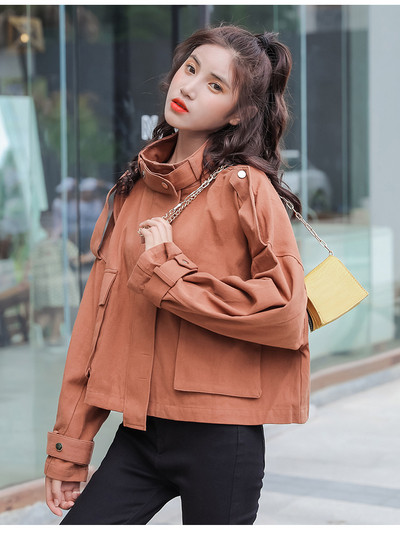 Jauna modeļa rudens sieviešu jaka ar kabatām