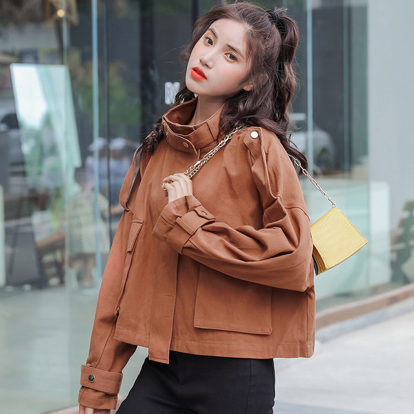 Jauna modeļa rudens sieviešu jaka ar kabatām