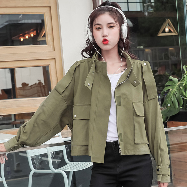 Jauna modeļa rudens sieviešu jaka ar kabatām