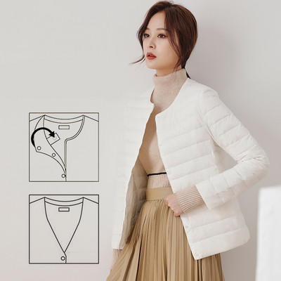 Ελαφρύ γυναικείο μπουφάν με οβάλ γιακά και κουμπιά