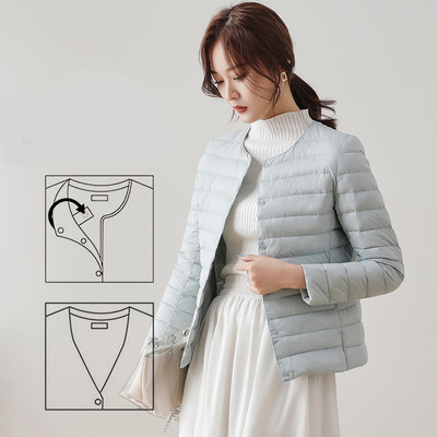 Ελαφρύ γυναικείο μπουφάν με οβάλ γιακά και κουμπιά