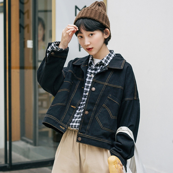 Női alkalmi kabát farmer zsebekkel