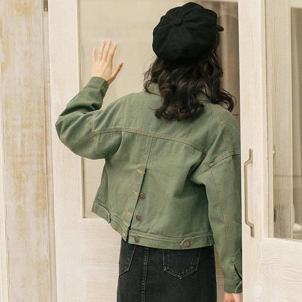 Női alkalmi kabát farmer zsebekkel