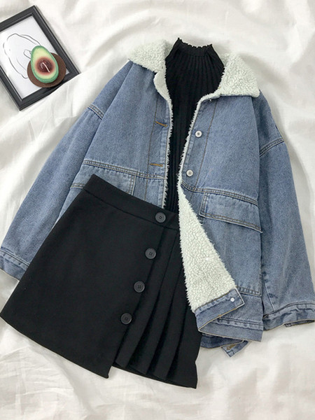 Női alkalmi farmer dzseki pehely és kapucnival