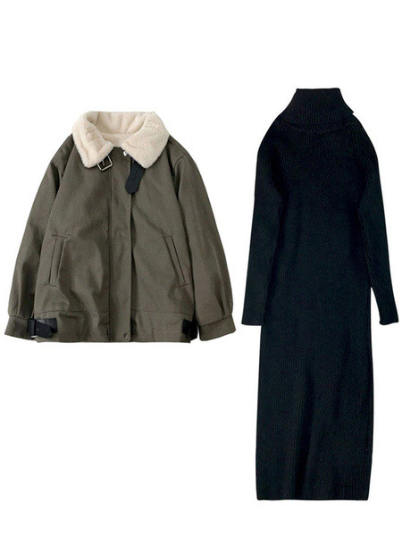 Női alkalmi kabát zsebekkel és pehelyes