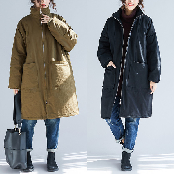 Naiste vabaaja jope lai lukuga ja taskutega mudel