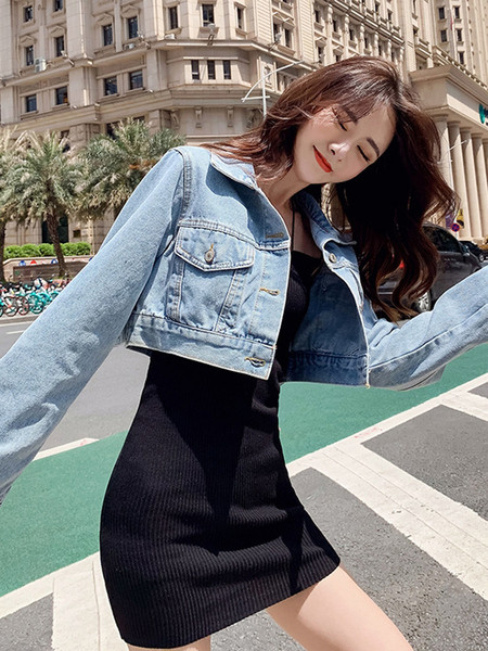 Új modell rövid női farmerdzseki farmergallérral