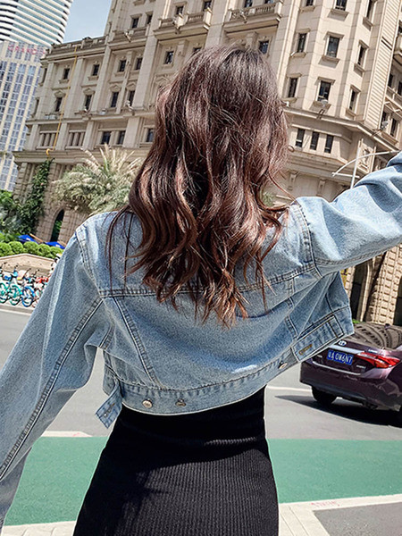 Új modell rövid női farmerdzseki farmergallérral