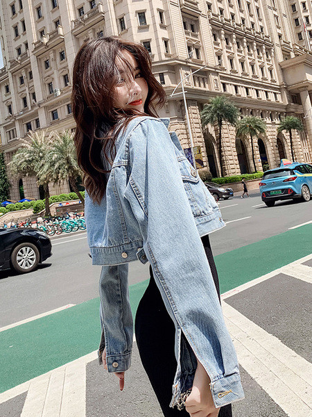 Új modell rövid női farmerdzseki farmergallérral