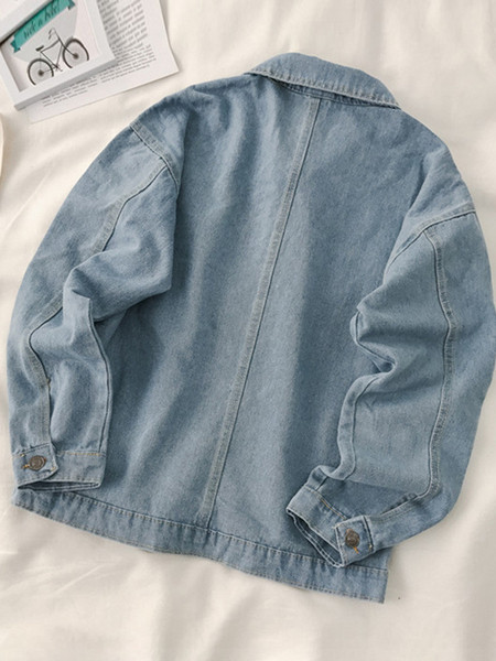 Ženska casual traper jakna plave boje s gumbima