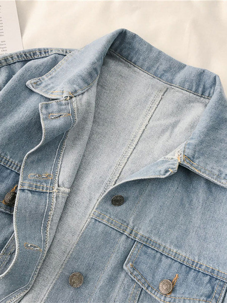 Ženska casual traper jakna plave boje s gumbima