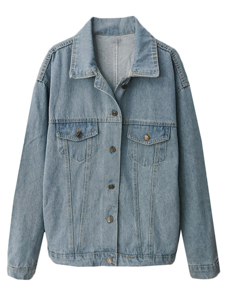 Ženska casual traper jakna plave boje s gumbima