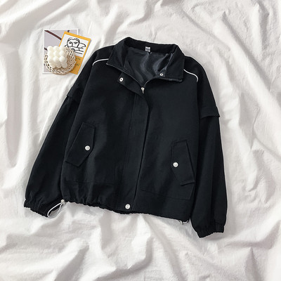 Νέο μοντέλο κοντό φθινόπωρο μπουφάν με φερμουάρ για γυναίκες