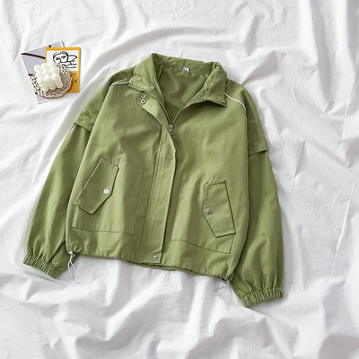 Νέο μοντέλο κοντό φθινόπωρο μπουφάν με φερμουάρ για γυναίκες