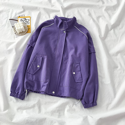 Νέο μοντέλο κοντό φθινόπωρο μπουφάν με φερμουάρ για γυναίκες