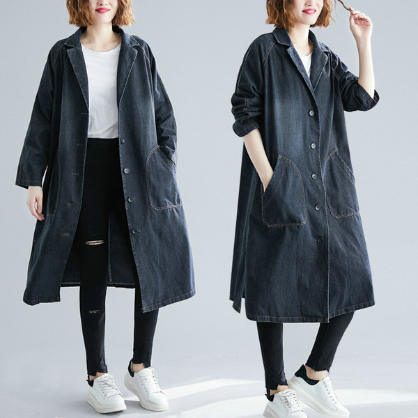 Naiste vabaaja nööpide ja taskutega teksajakk