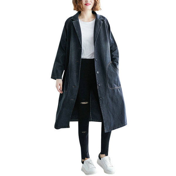 Naiste vabaaja nööpide ja taskutega teksajakk