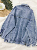 Női lezser hosszú farmerdzseki klasszikus gallérral