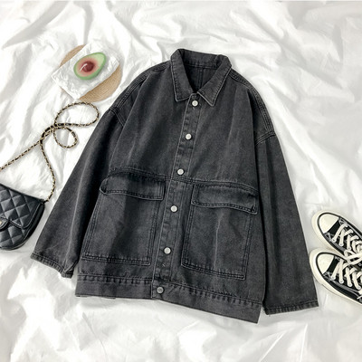 Γυναικείο casual τζιν μακρύ μπουφάν με τσέπες