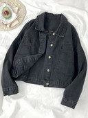 Naiste vabaaja lühike musta värvi teksajakk