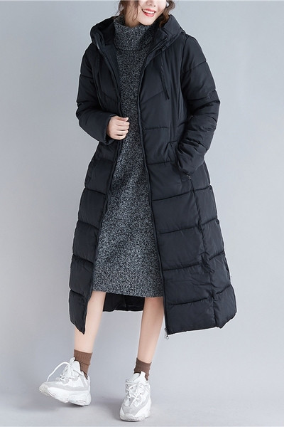 Napi hosszú női kabát kapucnival