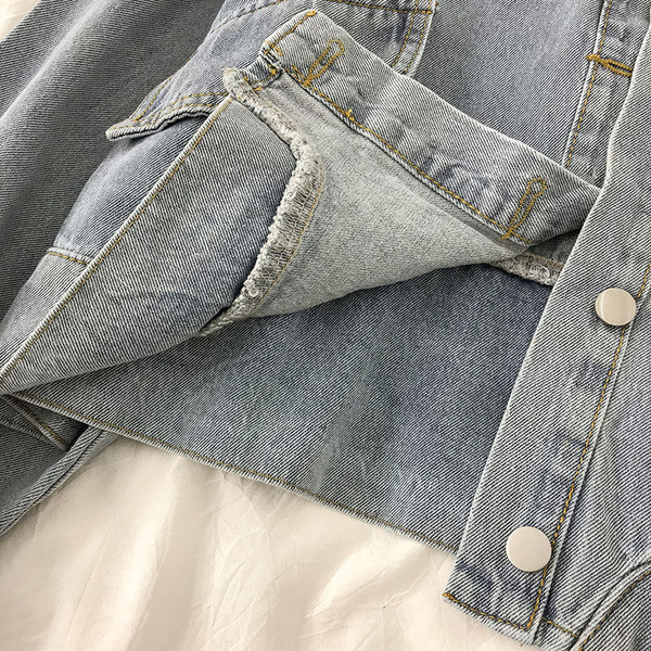 Női alkalmi farmerdzseki klasszikus gallérral