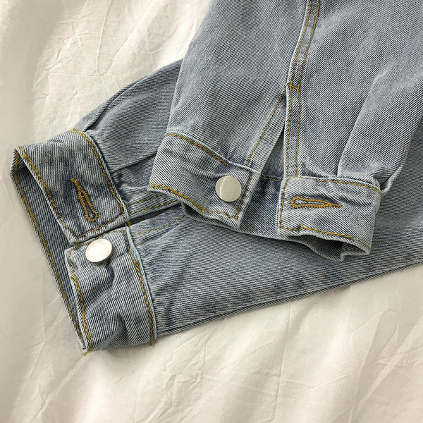 Női alkalmi farmerdzseki klasszikus gallérral