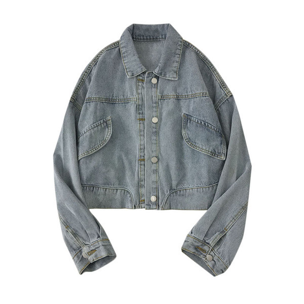 Női alkalmi farmerdzseki klasszikus gallérral