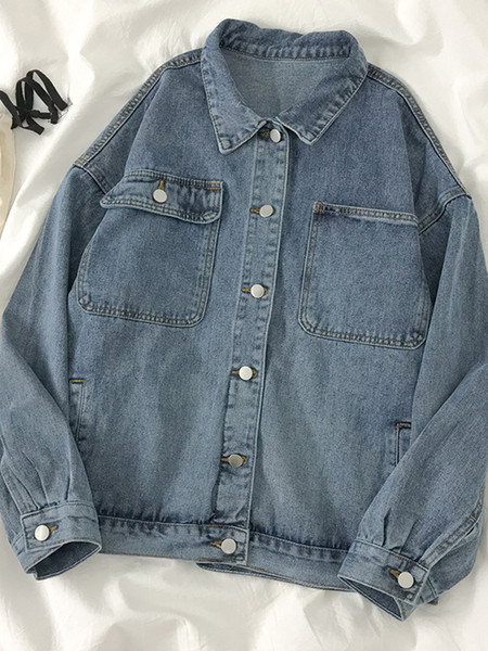 Női farmer dzseki zsebekkel és gombokkal, kék színben