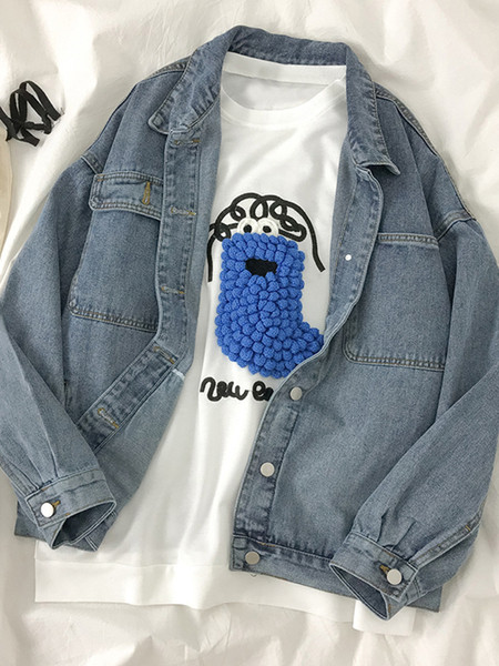 Női farmer dzseki zsebekkel és gombokkal, kék színben