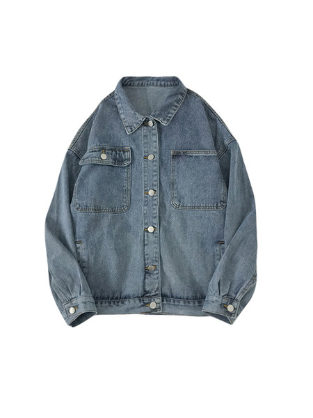 Női farmer dzseki zsebekkel és gombokkal, kék színben