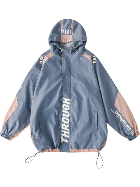 Őszi női kabát kapucnival, felirattal