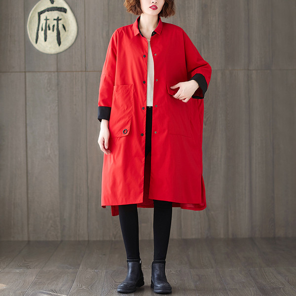 Pikk naiste jope lai nööpidega mudel