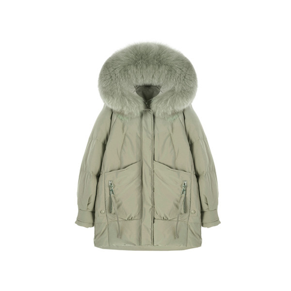 Naiste talvejope standardpikkusega ja kapuutsiga udusulega