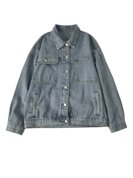 Női farmer dzseki gombokkal és zsebekkel, kék színben