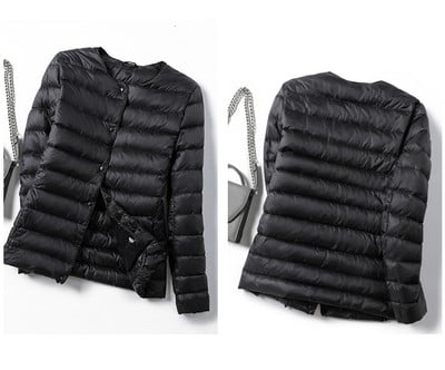 Könnyű női kabát ovális gallérral, gombokkal és 4XL méretig