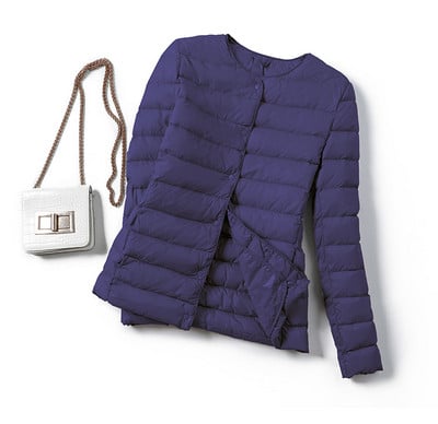 Könnyű női kabát ovális gallérral, gombokkal és 4XL méretig