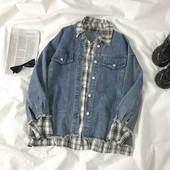 Ženska ležerna traper jakna s džepovima i gumbima u plavoj boji