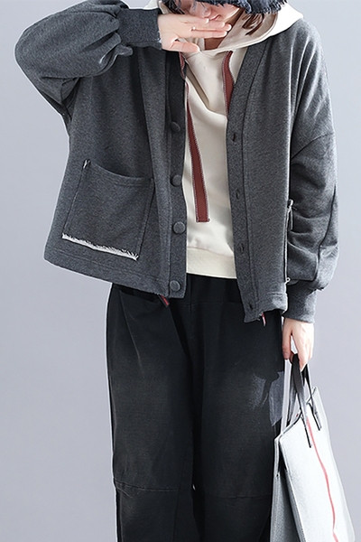 Női alkalmi kabát V-nyakkal