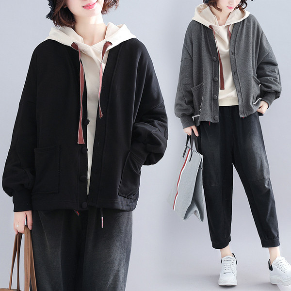 Női alkalmi kabát V-nyakkal