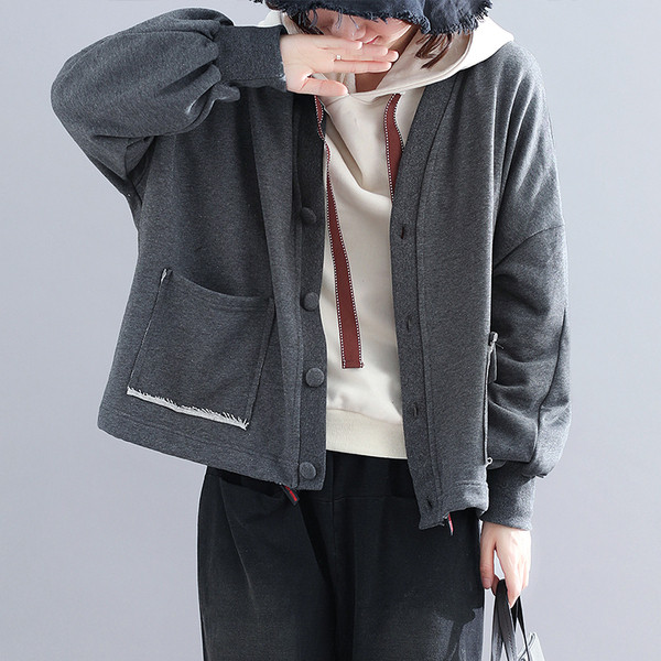 Női alkalmi kabát V-nyakkal