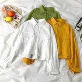 Naiste lühike särk klassikalise krae ja taskutega