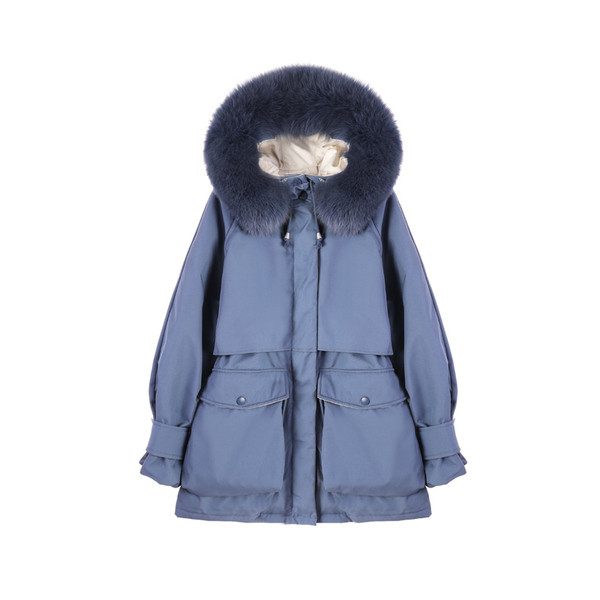 Jelenlegi női kabát kapucnival és pehellyel