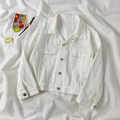 Naiste vabaaja teksajakk nööpide ja klassikalise kraega