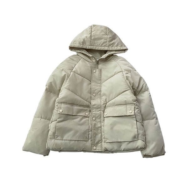 Új modell őszi-téli kabát kapucnival és zsebekkel